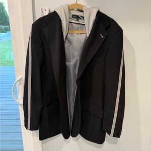 Stylish Black Blazer with Gray Accents